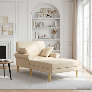 vidaXL Chaise longue Crèmekleurig Stof, Verzenden