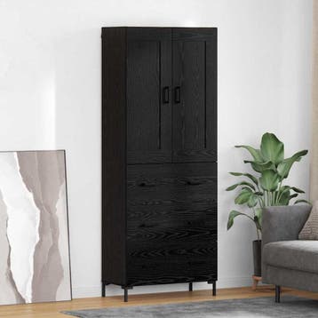vidaXL Highboard 2 st Zwart Eiken 69,5 x 34 x 180 cm Bewerkt, Verzenden
