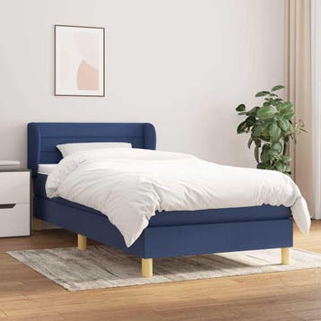 vidaXL Boxspring met matras stof blauw 90x200 cm, Verzenden