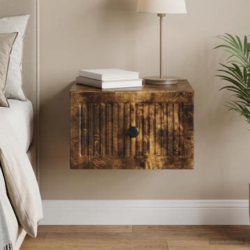 vidaXL Muurbevestigde Nachttafel Gerookt eiken 33 x 34,5 x, Verzenden, Nieuw