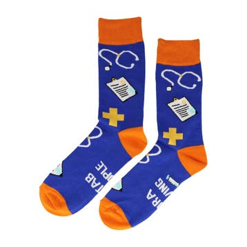 Sokken Katoen – Ziekenhuis Medische Print – Blauw Oranje, Kleding | Dames, Nieuw