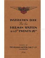 1934 HILLMAN SIXTEEN | TWENTY-70 INSTRUCTIEBOEKJE ENGELS