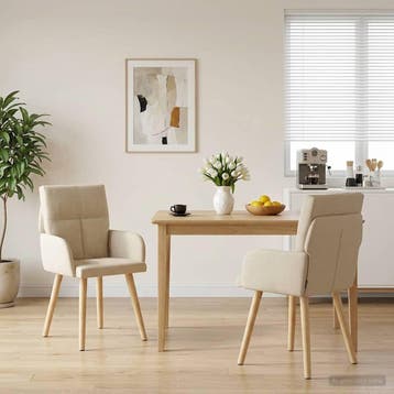 vidaXL Eetstoelen 2 st Stof Crèmekleurig 60 x 56 x 85 cm, Verzenden, Nieuw