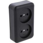 Q-LINK Dubbel Wandcontactdoos Mat Zwart | Veilig LED Toebeho, Verzenden