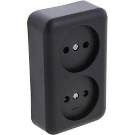 Q-LINK Dubbel Wandcontactdoos Mat Zwart | Veilig LED Toebeho, Doe-het-zelf en Bouw, Elektriciteit en Kabels, Nieuw, Verzenden