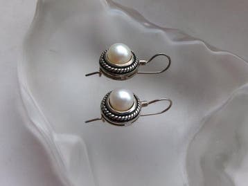 Zilver, Parels - Oorbellen - Art Deco-stijl, Antiek en Kunst