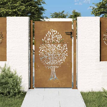 vidaXL Poort 100x125 cm boomontwerp cortenstaal, Verzenden, Nieuw