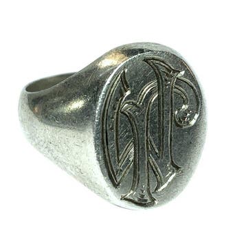 Antique Victorian / Edwardian Solid Silver Seal Signet Ring, Antiek en Kunst