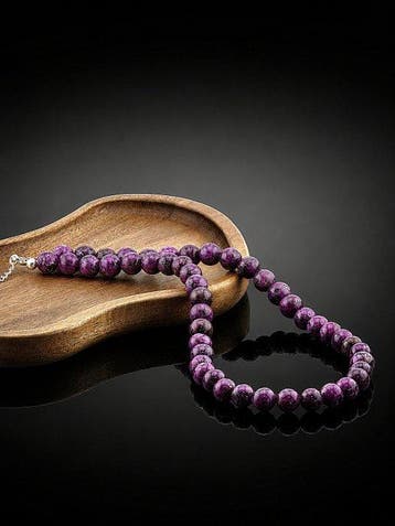 Shungiet Edelsteen Kraal Ketting - Paarse Steen Sieraden -