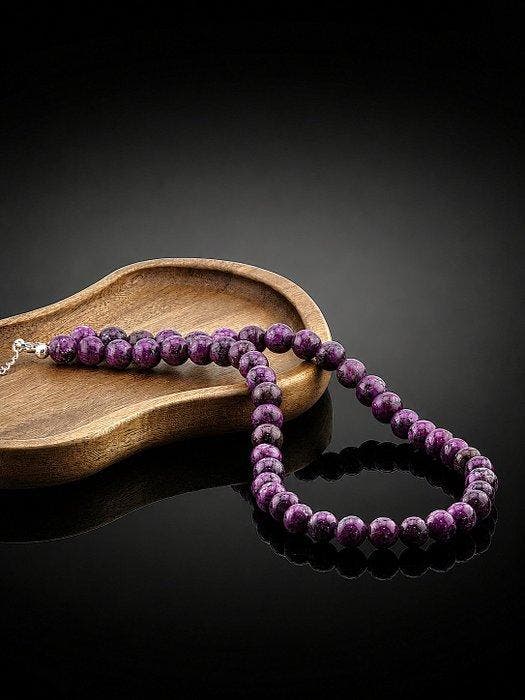 Shungiet Edelsteen Kraal Ketting - Paarse Steen Sieraden -, Verzamelen, Mineralen en Fossielen