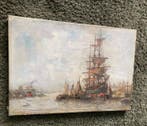 Evert Moll (1878-1955) - Driemaster in haven, Antiek en Kunst