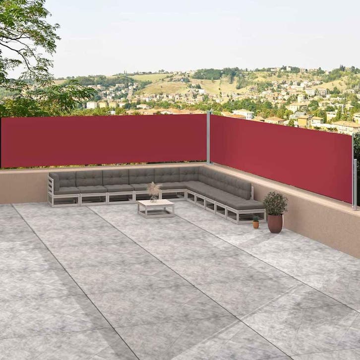vidaXL Windscherm uittrekbaar 117x1200 cm rood, Tuin en Terras, Parasols, Nieuw, Verzenden