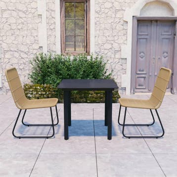 vidaXL 3-delige Tuinset poly rattan en glas, Tuin en Terras, Verzenden, Nieuw, Tuinset