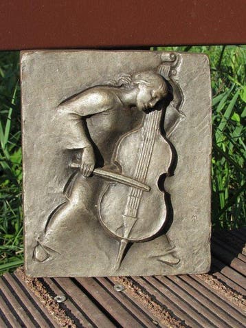 sculptuur, De chellospeler - 1 cm - IJzer - 1971