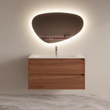 Badmeubelset BWS Riga Met Asia Wastafel Wit 100 cm Walnoot, Doe-het-zelf en Bouw, Ophalen of Verzenden, Nieuw, Bad