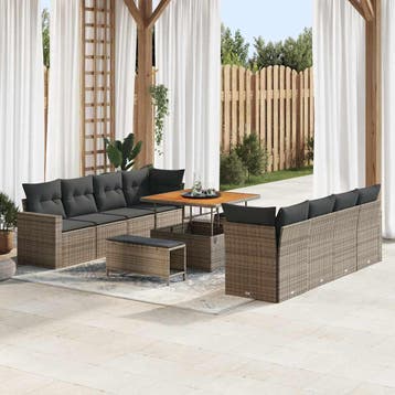 vidaXL Tuinbank Set 12 st 12-Aantal zitplaatsen Grijs poly, Verzenden, Nieuw