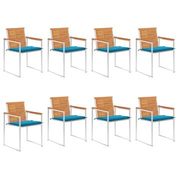 vidaXL Tuinstoelen 8 st met kussens massief acaciahout, Jardin & Terrasse, Chaises de jardin, Verzenden