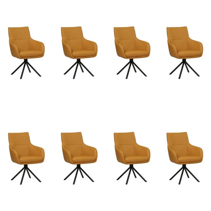 Set van 8 Leren draaibare eetkamerstoelen Fancy - Toledo, Maison & Meubles, Tabourets de bar, Enlèvement ou Envoi