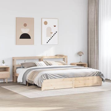 vidaXL Bedframe met hoofdbord massief grenenhout 180x200 cm, Verzenden, Nieuw