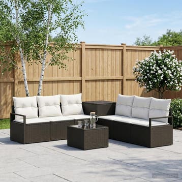vidaXL Bankstel 8 st Zwart en Crème Wit 55 x 55 x 37 cm, Verzenden, Nieuw