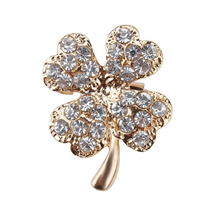 Fako Bijoux - Broche - Klavertje Vier - Kristal - 20x25mm -, Handtassen en Accessoires, Broches, Verzenden