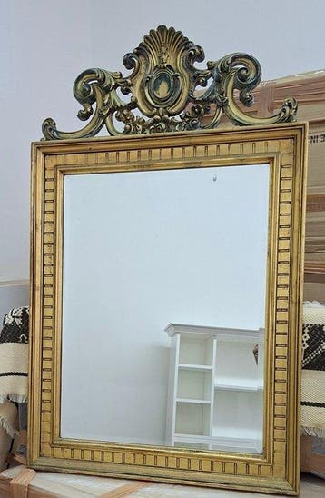 Wandspiegel - Hout, Goud - Gouden barok wandspiegel met
