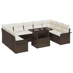 vidaXL Tuinbank Set met kussen met kussen 10 pcs Bruin Poly, Verzenden, Nieuw