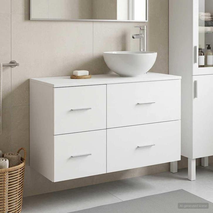 vidaXL Badkamermeubel Set 2 pcs Wit Bewerkt hout, Maison & Meubles, Tables | Coiffeuses, Envoi