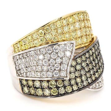 Cocktailring - 18 karaat Witgoud - 2.15ct. tw. Geel Diamant