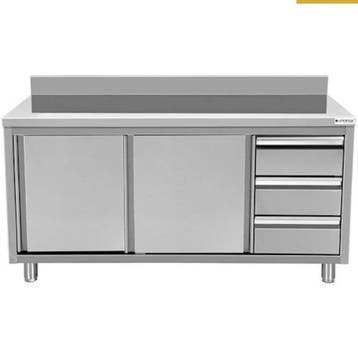 Werkbank | RVS | Schuifdeuren + Laden (Rechts) | Diepte 700, Verzenden, Nieuw in verpakking