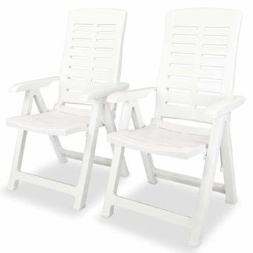 vidaXL Opklapbare ligstoelen, 2 stuks, wit plastic., Tuin en Terras, Verzenden, Nieuw