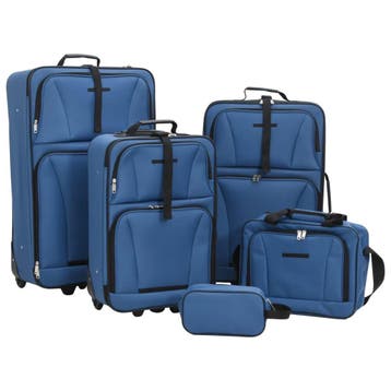 vidaXL 5-delige Kofferset stof blauw, Verzenden