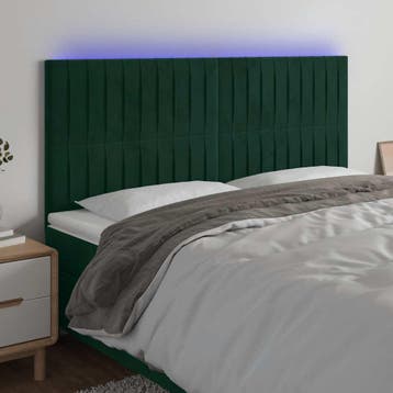 vidaXL Hoofdbord LED 200x5x118/128 cm fluweel donkergroen, Verzenden, Nieuw