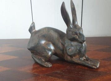 chenet - sculptuur, Lapin - 10 cm - Brons - 1900