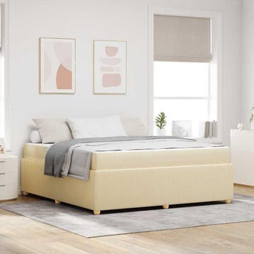 vidaXL Bedframe Crème 180 x 200 cm Stof, Huis en Inrichting, Slaapkamer | Bedden, Verzenden, Nieuw
