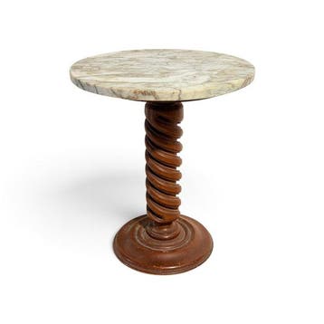 Bijzettafel - Hout, Marmer - Salomonskolom