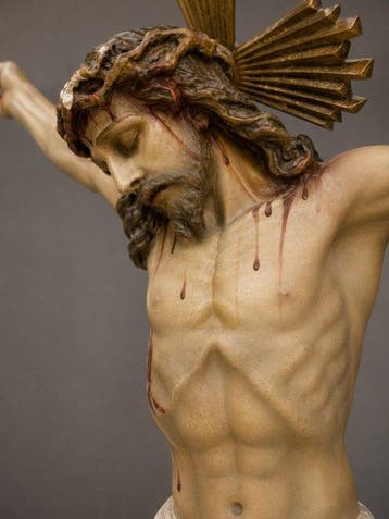 OLOT - sculptuur, Cristo crucificado - 73 cm - Hout,