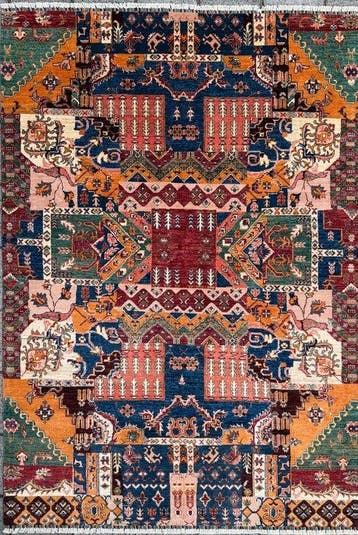 Afghaans art deco tapijt – ( unused ) Handgeknoopt – wol -, Nieuw