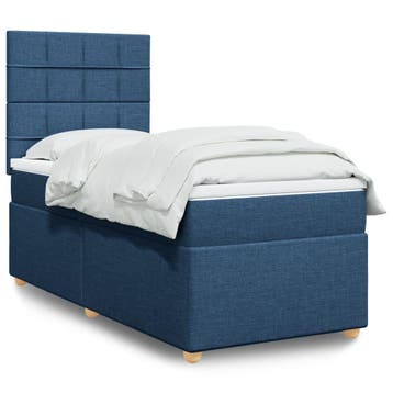vidaXL Boxspring met matras stof blauw 90x190 cm, Verzenden, Nieuw