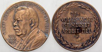 Brons medaille o J (1928) Personenmedaille Ebert, Friedri..., Postzegels en Munten, Verzenden