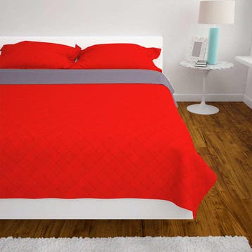 vidaXL Dubbelzijdige quilt bedsprei rood en grijs 220x240 cm, Verzenden, Nieuw
