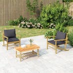 vidaXL Tuinstoelen 2 st met donkergrijze kussens bamboe, Tuin en Terras, Verzenden, Nieuw