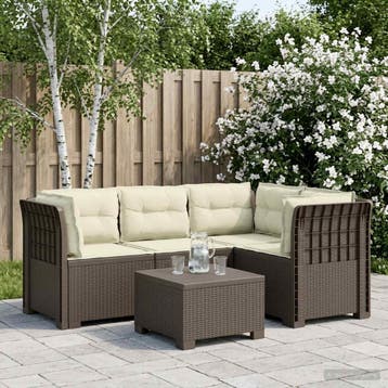 vidaXL 4-Persoons Tuin Sofa met Kussens Rattan Look PP, Verzenden