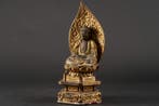 Amitabha Boeddha Zittend Beeld met Lotusbasis - Hout - Japan