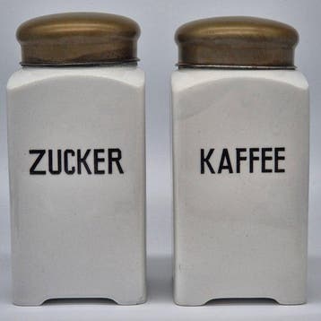 Vintage Vorratsdosen – Kaffee und Zucker – Keramik mit, Antiquités & Art