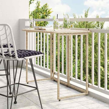 vidaXL Tuintafel inklapbaar 90x51x75 cm poly rattan beige, Tuin en Terras, Tuintafels, Verzenden, Nieuw