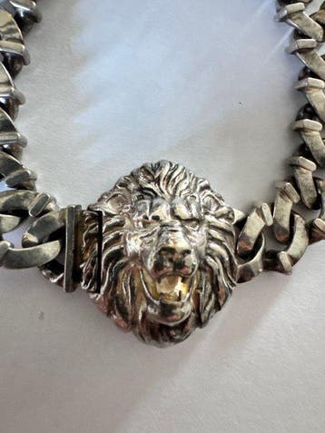 Sans prix de réserve - Bracelet Bracelet Lion argent -, Handtassen en Accessoires, Antieke sieraden