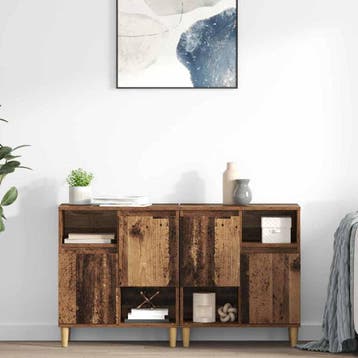 vidaXL Dressoirs 2 st Oud Hout 60 x 35 x 70 cm Bewerkt hout, Verzenden, Nieuw