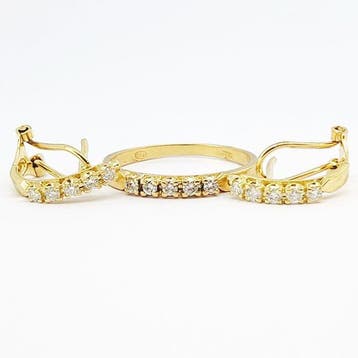 Ensemble de bijoux 2 pièces - 18 carats Or jaune - 0.52ct.