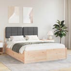 vidaXL Bedframe met Gevoerde Hoofdbord Donkergrijs 140 x 200, Verzenden, Nieuw